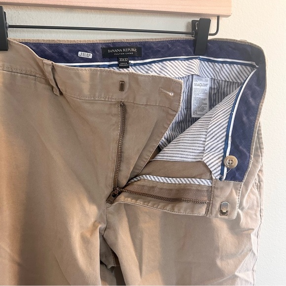 Banana Republic Fulton Chino Skinny Stretch Chino Khaki Mens Size 33 x 32 - Picture 8 of 12